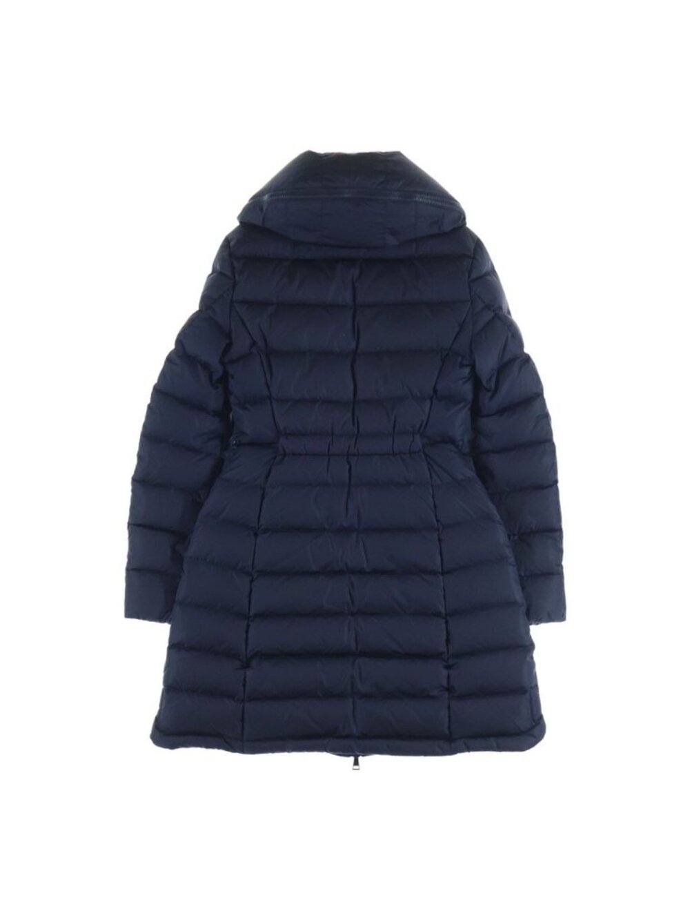 Moncler Flammette Down Coat Nylon Hood Navy - Picture 2 of 8